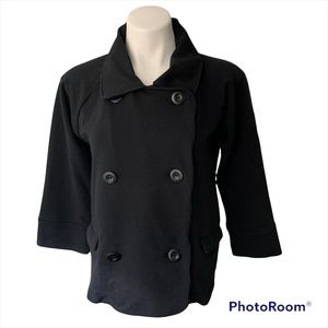 Lila P Double Breasted Black Cotton Knit Jacket